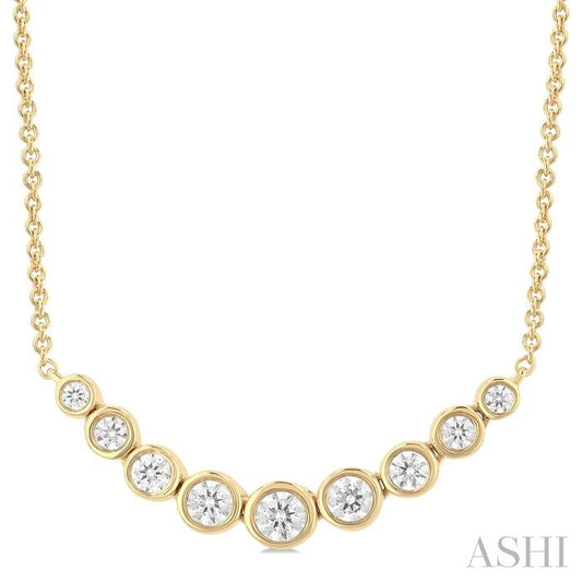 ASHI Bezel Set Graduated Diamond Smile Necklace 999ZHPPFGNKYG