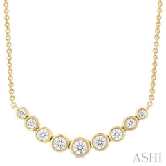 ASHI Bezel Set Graduated Diamond Smile Necklace 999ZHPPFGNKYG