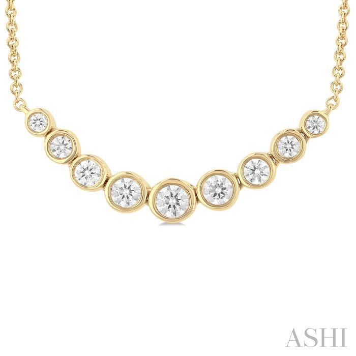 ASHI Bezel Set Graduated Diamond Smile Necklace 999ZHPPFGNKYG