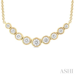 ASHI Bezel Set Graduated Diamond Smile Necklace 999ZHPPFGNKYG