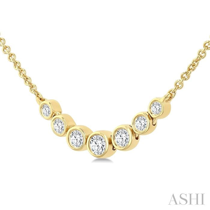 ASHI Bezel Set Graduated Diamond Smile Necklace 999ZQPPFGNKYG