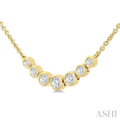 ASHI Bezel Set Graduated Diamond Smile Necklace 999ZQPPFGNKYG