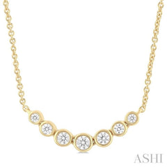 ASHI Bezel Set Graduated Diamond Smile Necklace 999ZQPPFGNKYG