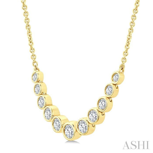 ASHI Bezel Set Graduated Diamond Smile Necklace 999ZVPPFGNKYG