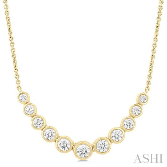 ASHI Bezel Set Graduated Diamond Smile Necklace 999ZVPPFGNKYG