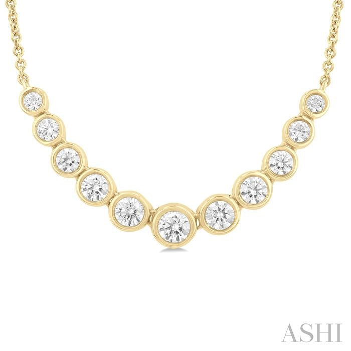ASHI Bezel Set Graduated Diamond Smile Necklace 999ZVPPFGNKYG