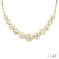 ASHI Bezel Set Graduated Diamond Smile Necklace 999ZVPPFGNKYG