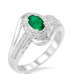 Parkplace Jewelers Silver Oval Shape Gemstone & Diamond Ring 88679PPSSEMSLRG