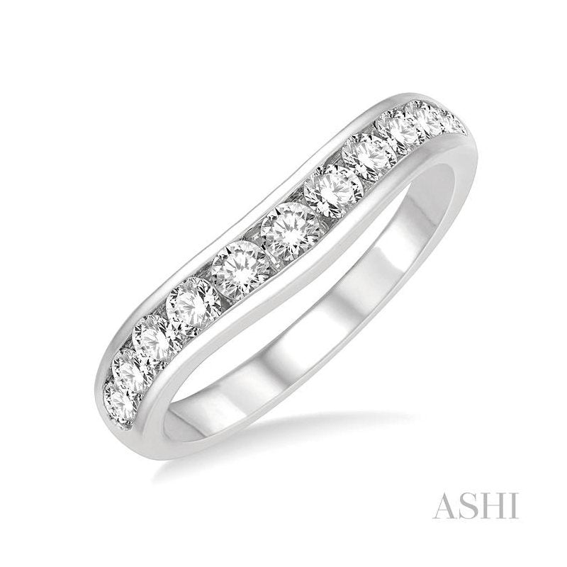 ASHI Curved Diamond Wedding Band 30352PPFGWG