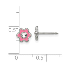 9E Inverness Stainless Steel Enamel Crystal Flower Post Earrings