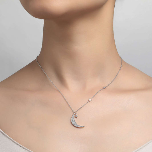 LAFONN Moon & Star Necklace 9N079CLP18
