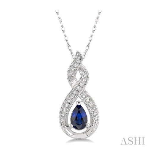 ASHI Pear Shape Gemstone & Diamond Pendant 58598PPTSPDSPWG