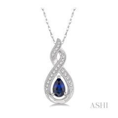 ASHI Pear Shape Gemstone & Diamond Pendant 58598PPTSPDSPWG