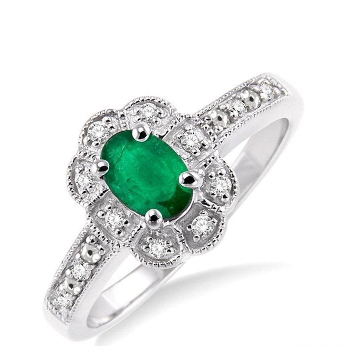 Parkplace Jewelers Silver Oval Shape Gemstone & Diamond Ring 88349PPSSEMSLRG