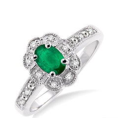 Parkplace Jewelers Silver Oval Shape Gemstone & Diamond Ring 88349PPSSEMSLRG