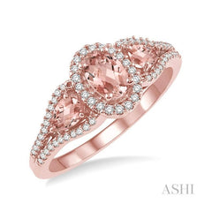 ASHI Oval Shape Gemstone & Halo Diamond Ring 50597PPTSMOPG