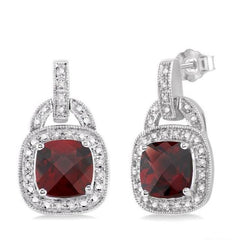 Parkplace Jewelers Silver Cushion Shape Gemstone & Diamond Earrings 88139PPSSGTSLER