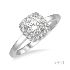 ASHI Round Shape Halo Diamond Engagement Ring 258L5PPFHWG-LE-RD