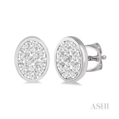 ASHI Oval Shape Lovebright Essential Diamond Stud Earrings 918B3PPFHERWG