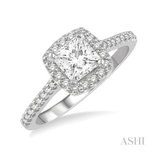 ASHI Princess Shape Halo Diamond Engagement Ring 241G0PPFHWG-LE-1.05