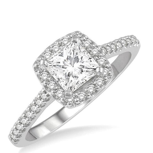 Parkplace Jewelers Princess Shape Halo Diamond Engagement Ring 241G0PPFHWG-LE-1.05