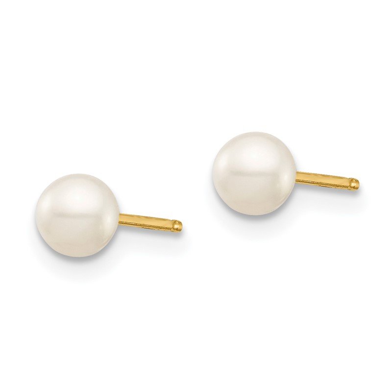 Quality Gold 14K Madi K 4-5mm White/Pink/Purple Round FWC Pearl Post Earrings Set SE2931