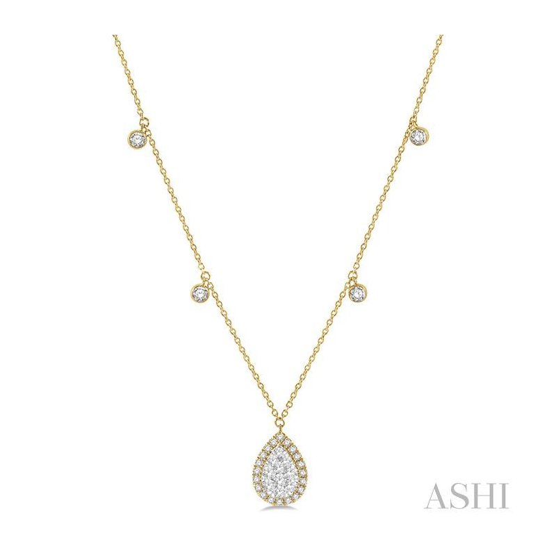 ASHI Pear Shape Halo Lovebright Diamond Necklace 9985VPPFGNKYW