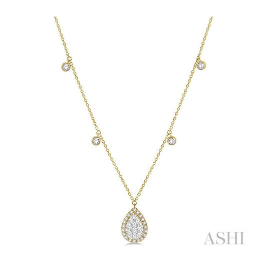 ASHI Pear Shape Halo Lovebright Diamond Necklace 9985VPPFGNKYW