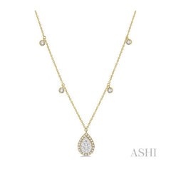 ASHI Pear Shape Halo Lovebright Diamond Necklace 9985VPPFGNKYW