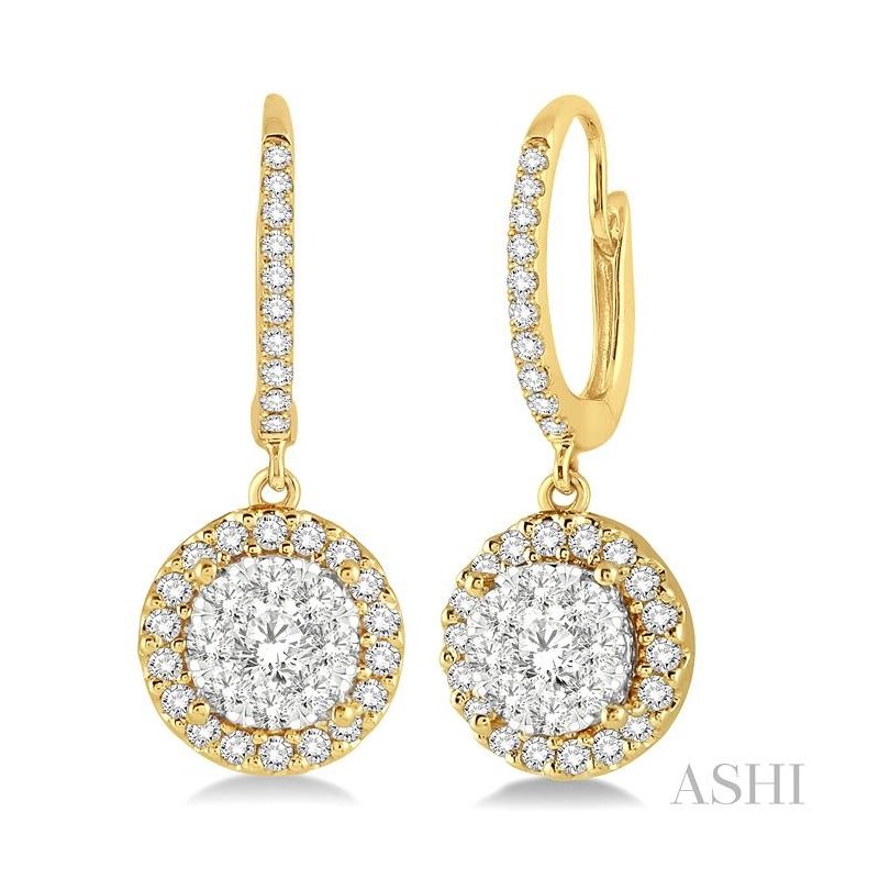 ASHI Round Shape Halo Lovebright Essential Diamond Earrings 96294PPFVERYW