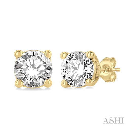 ASHI Round Shape Diamond Stud Earrings 66302PPFGERYG