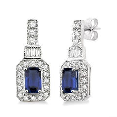 Parkplace Jewelers Emerald Shape Gemstone & Halo Diamond Earrings 58236PPFHERSPWG