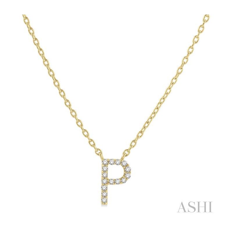 ASHI Block 'P' Initial Diamond Pendant 912F9PPFSPDYG-P