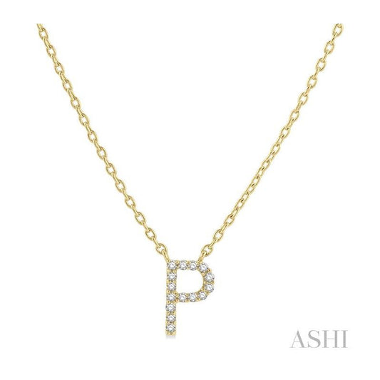 ASHI Block 'P' Initial Diamond Pendant 912F9PPFSPDYG-P