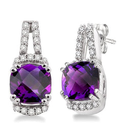 Parkplace Jewelers Cushion Shape Gemstone & Diamond Earrings 60906PPFNERAMWG