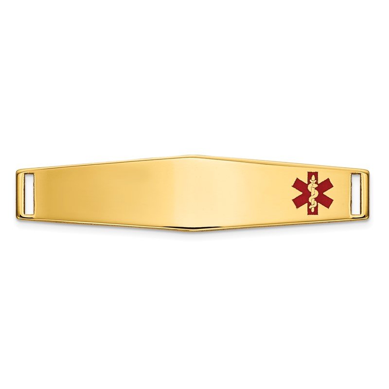 Quality Gold 14K Epoxy Enameled Medical ID Off Ctr Soft Diamond Shape Plate # 818 XM649