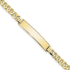 Quality Gold 10k Flat Curb Link ID Bracelet 10LID74