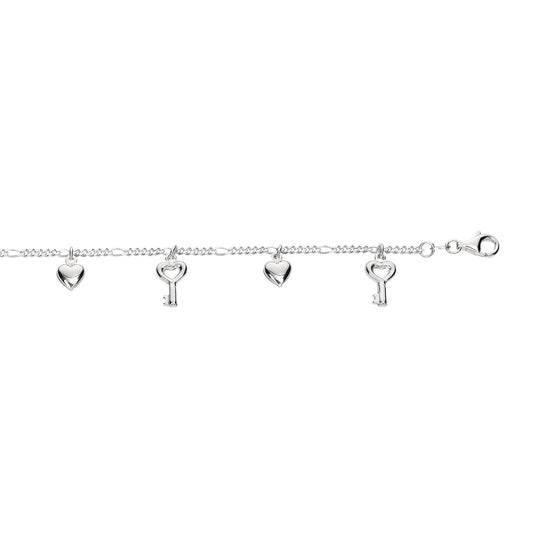 Parkplace Jewelers silver-dangle-key-and-hearts-anklet-agank151