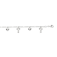 Parkplace Jewelers silver-dangle-key-and-hearts-anklet-agank151