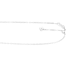 White Sterling Silver Diamond Cut/ Textured Adjustable Cable Necklace
