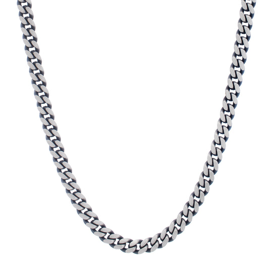 Black/Gunmetal Sterling Silver Polished Fancy Links Necklace