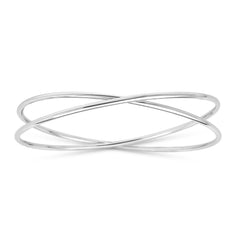 White Sterling Silver Polished Stackable Bangles Bracelet