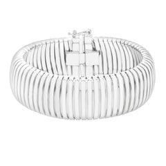 White Sterling Silver Polished Tubogas Bracelet