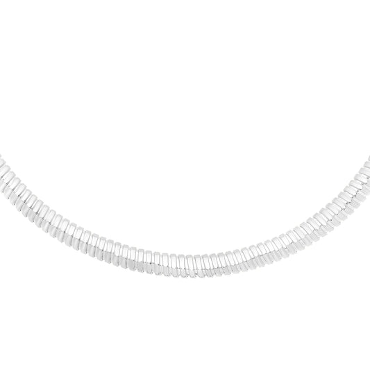 White Sterling Silver Polished Tubogas Necklace