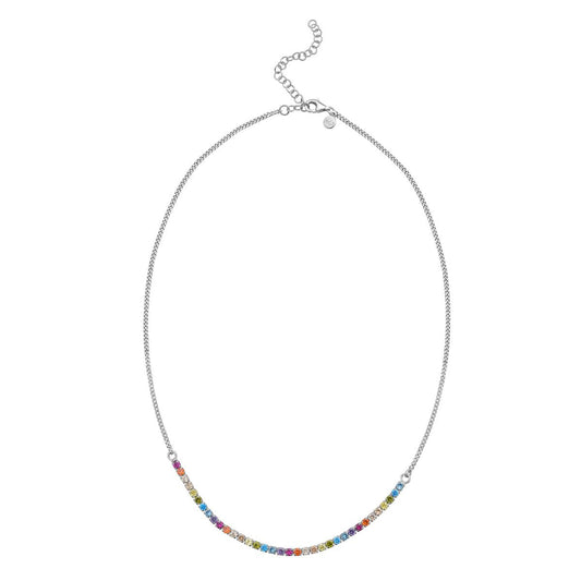 White Sterling Silver Polished Rainbow Fashion Necklace