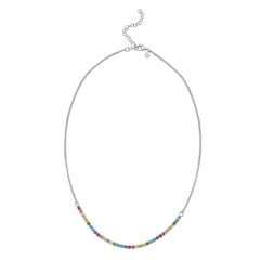 White Sterling Silver Polished Rainbow Fashion Necklace