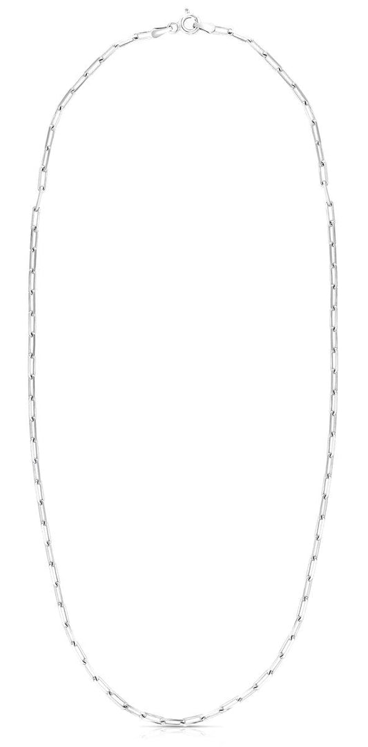 White Sterling Silver Polished Paperclip Anklet