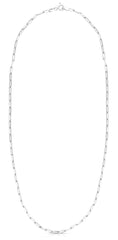 White Sterling Silver Polished Paperclip Anklet