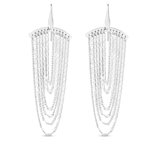 White Sterling Silver Polished Dramatic Drape Earrings Earring