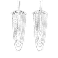White Sterling Silver Polished Dramatic Drape Earrings Earring